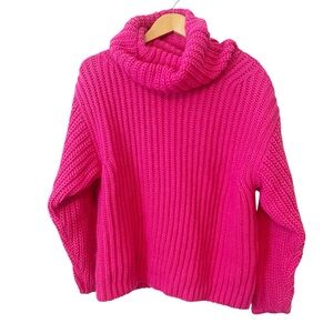 Essentiel Antwerp Anjou Pink Wool Blend Ribbed Knit Turtleneck Sweater Small‎